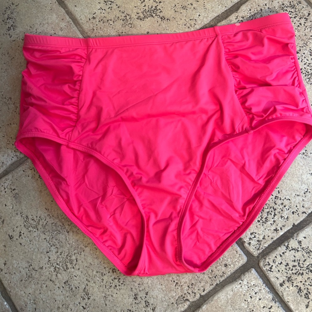 NWOT LA BLANCA Pink high rise Bikini Bottom sz 18W